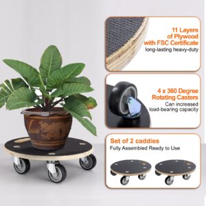 Katsuyoku Furniture Movers with Wheels 2 Pack Round Wood Platform Dolly cart 550 Lbs Capacity Heavy Duty Furniture Mover Carrier Small Flat Dolly