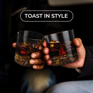 GLORAMA Old Fashioned Whiskey Glasses - Set of 4, 10oz Lead-Free Premium Crystal, Heavy Base Glass for Scotch, Bourbon, Whisky, Cocktails. Elegant Drinkware for Men’s Gifts & Home Bar Essentials