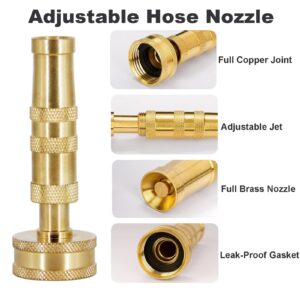 SICILAMIU Adjustable Twist Hose Nozzle, 4" Heavy-Duty Brass Hose Nozzle Garden Sprayer with 4 Rubber Washers for Garden Watering Patio Lawn Car Washing Driveway Cleaning, 2 Pack