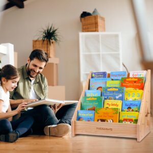 TUEGEGNS Montessori Bookshelf,Toddler Bookshelf for Kids,Organize Your Little One's Reading Adventure with Our Kids Bookshelf - Perfect for Kids!(Wood)