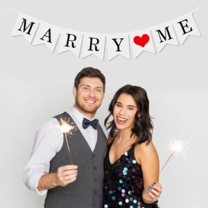 Marry Me Banner 16.4 Feet, White Marry Me Sign for Wedding Proposal Decorations, Marry Me Letters for Valentine's Day Engagement Marriage Bridal Shower