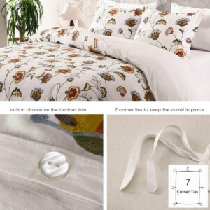 meadow park Crewel Embroidery Cotton Slub Duvet Cover & Pillow Shams Set, King Size, Suzani Pattern, Bohemian Bedding