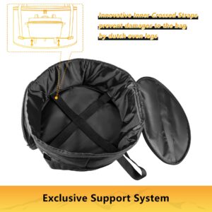 SIRUITON Dutch Oven Bag,Suit for 14 Inch Dutch Oven, Carry Bag with Extra Inner Crossed Straps & Pockets