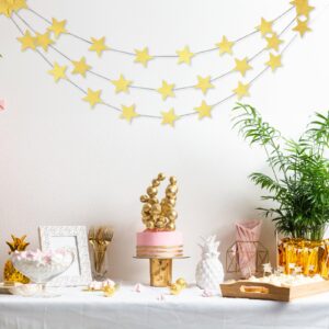 Gold Star Banner, 13Ft Glitter Paper Star Garland Hanging Stars Party Decorations for Birthday Easter Sunday Bridal Shower Baby Shower Wedding Decor