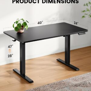 ErGear Whole Piece Standing Desk, 40x24 inch Adjustable Stand Up Desk with Cable Management Tray, Electric Computer Desk Workstation for Home Office, Black, EGESD63B