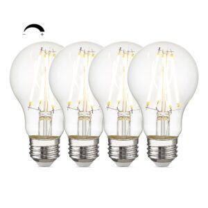 emliviar dimmable led bulbs 9w pack of 4, a19 vintage led light bulbs equivalent 100w, e26 standard base, 950lm high brightness, 2700k warm white, a19-led-9w