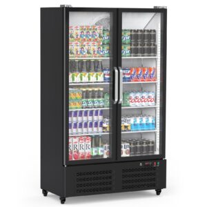 ACONEE Refrigerator Commercial Glass Door Display Upright Freezer, Black