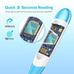 Thermometer for Adults with 8 Seconds Fast Accurate Reading, Baby Thermometer for Oral, Rectal or Under Arm Use, Digital Thermometer with Fever Alarm, Large LCD Display