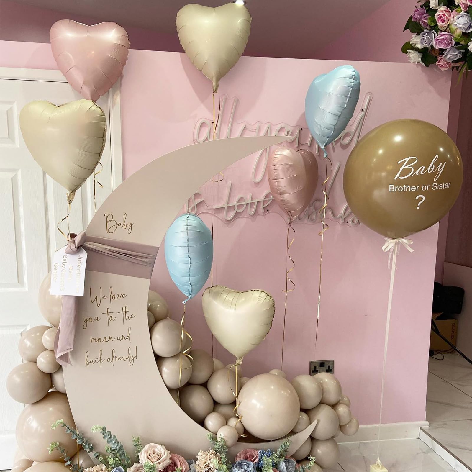 Pink White Heart Balloons,10Pcs Cream Baby Pink Foil Heart Shaped Balloons,18Inch Sand White Pink Helium Mylar Balloons for Valentines,Engagement,Birthday,Baby Shower,Wedding Party Decorations