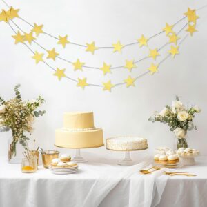 Gold Star Banner, 13Ft Glitter Paper Star Garland Hanging Stars Party Decorations for Birthday Easter Sunday Bridal Shower Baby Shower Wedding Decor