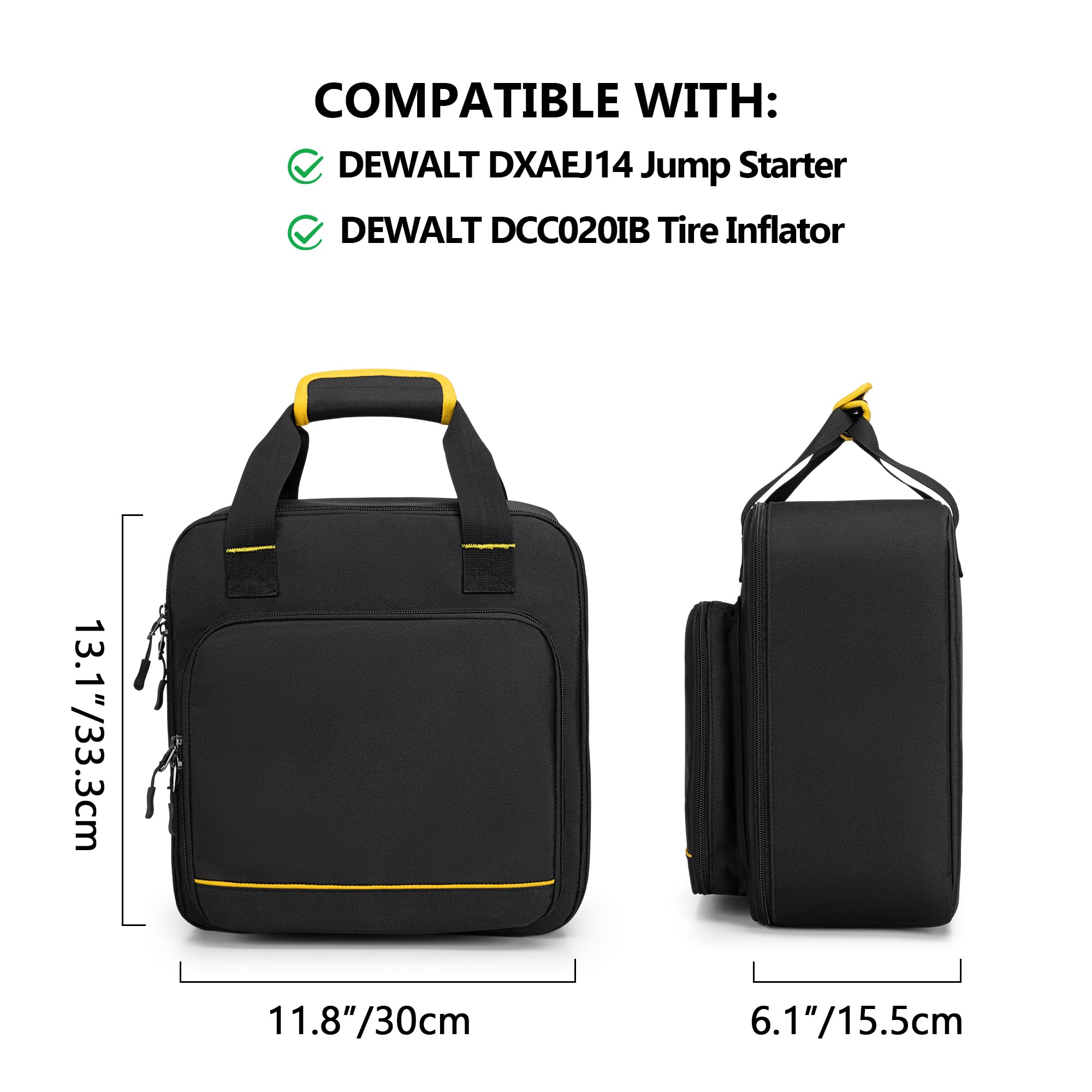 Rexmica Air Compressor Carrying Bag Compatible with DEWALT DCC020IB 20V Max Tire Inflator, Portable Storage Bag Compatible with DEWALT DXAEJ14 Digital Portable Power Station Jump Starter