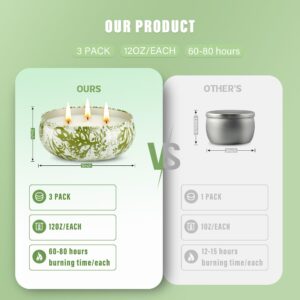 3 x 12oz Citronella Candle Outdoor 3 Wick Soy Wax Citronella Candle Set Jar Candle Up to 240hrs Burning Outdoor Candles Home Garden Yard Balcony Summer Camping