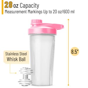 Mr. Pen- Shaker Bottles for Protein Mixes with Twist Cap, 28 oz, Pink Protein Shaker Bottle with Wire Whisk Ball, Mixer Bottle, Protein Shake Bottles, Protein Bottle, Protein Shake Bottle