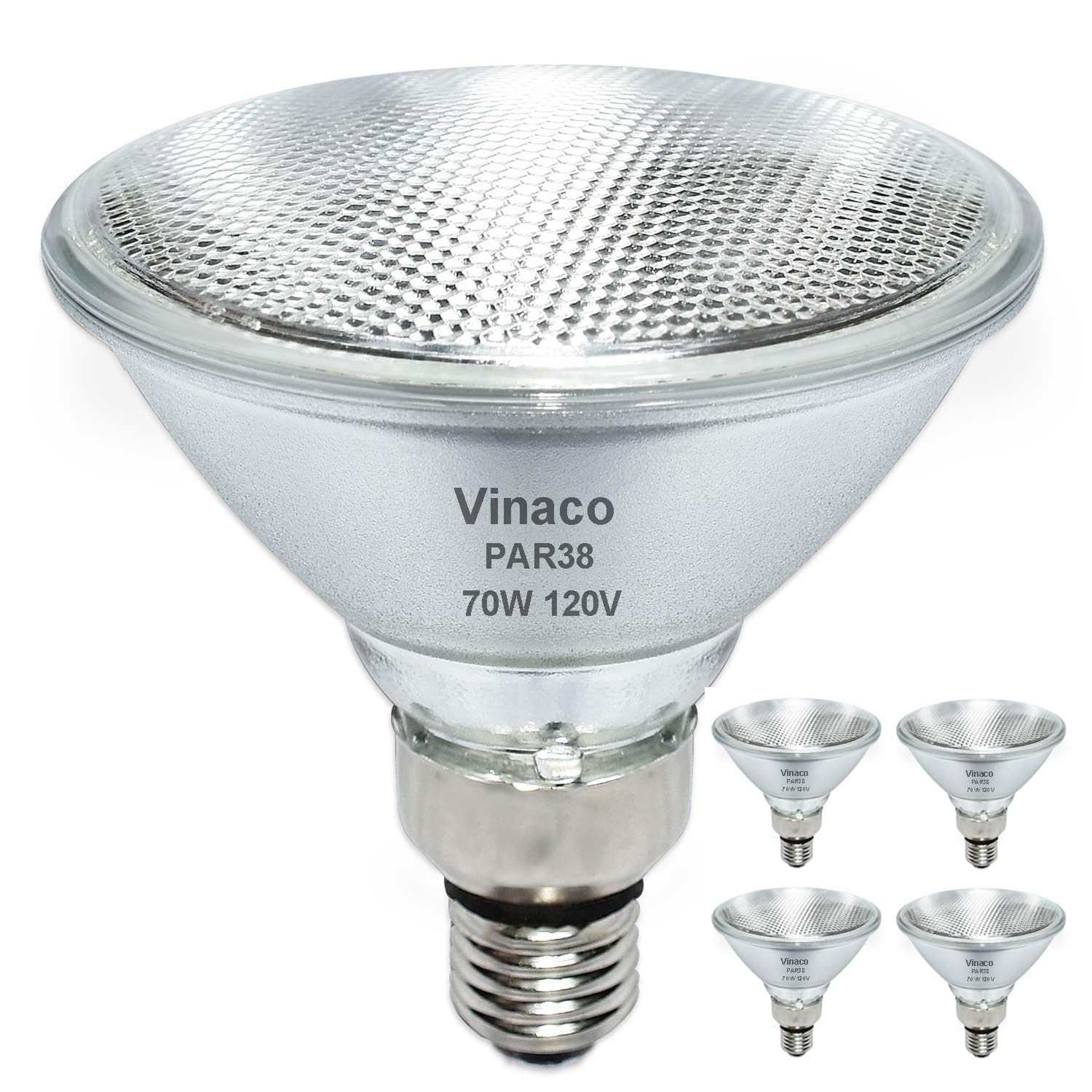 Vinaco PAR38 Flood Light，4 Pack PAR38 Halogen Flood Light Dimmable 70W 120V， High Brightness 800LM, PAR38 Bulb with E26 Base,2800K Warm White Ideal for Indoor/Outdoor