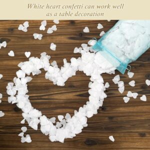 7.5 Oz White Heart Shaped Confetti,27000Pcs Biodegradable Wedding Confetti with A Blue Yarn Bag,Flame Retardant Tissue Paper Confetti for Wedding,Valentine,Celebrations Party