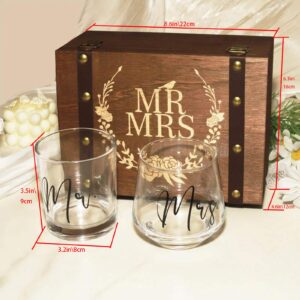 Melonva Wedding Keepsake Box Wedding Gifts for Couples 2024 Engagement Gifts for Couples With Wine Glasses Wedding Memory Box Newly Engaged Gifts Fiance Wine Glasses for Couple