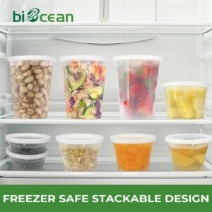 biocean 16 Oz Resuable Deli Containers With Lids Freezer Food Storage Containers Airtight Bulk 50 Set BPA-Free Plastic Soup Container Microwave Leakproof Deli Cups For Meal Prep,Leftover-Home/Takeout