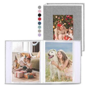 vivinin 2 pack photo album 4x6, linen cover photo album, small photo album book for 36 pockets hold 72 pictures, picture book for photos family anniversaries baby vacations（gray)