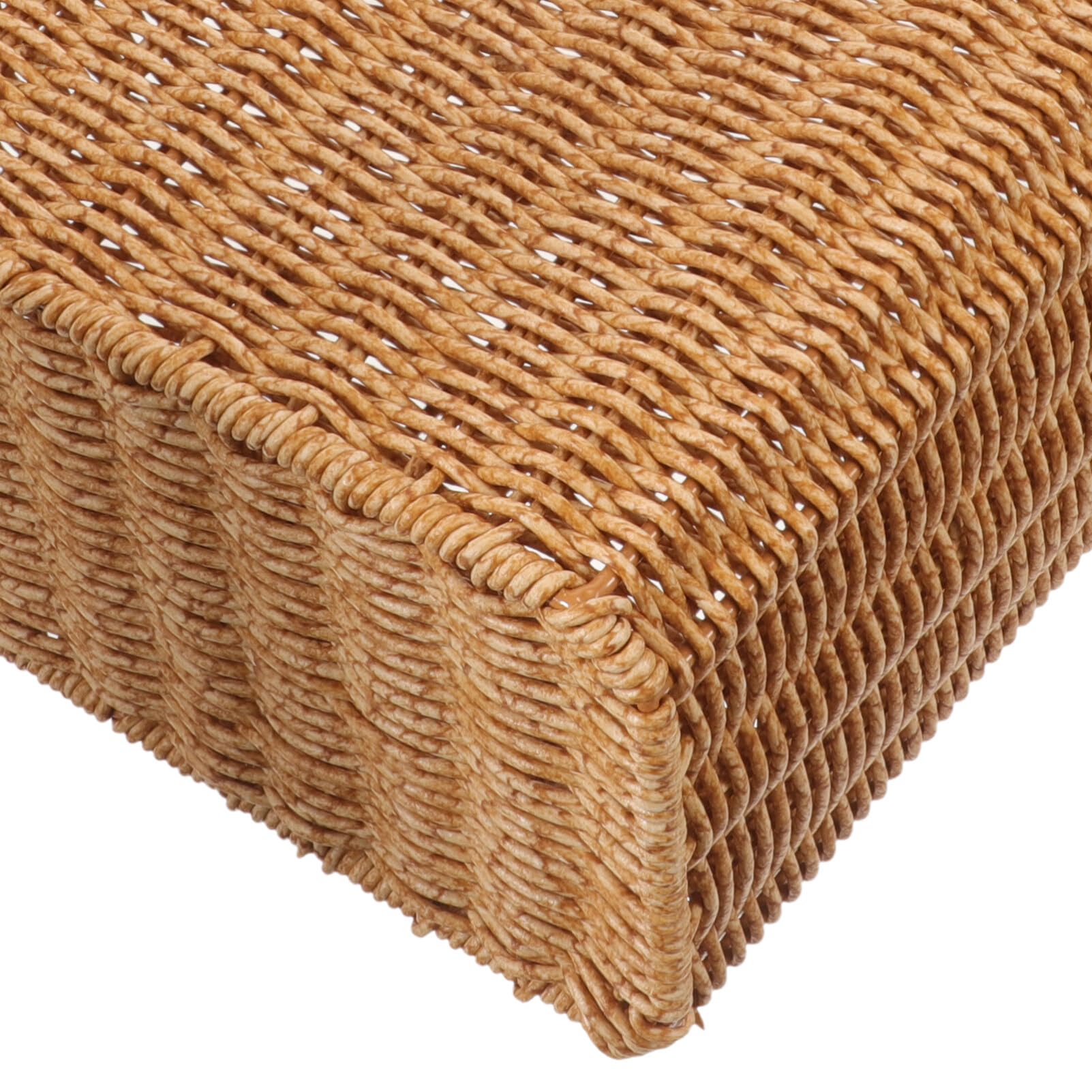 PRETYZOOM Woven Trash Can Rattan Waste Basket Slim Rectangular Wicker Garbage Waste Bin Vintage Trash Container for Bedroom Bathroom Office Kitchen