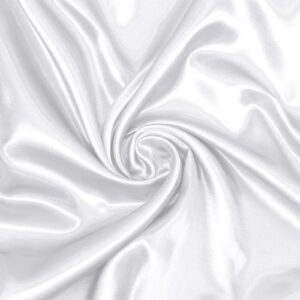 dlcflf white satin fabric by the yard, 2 yards charmeuse satin fabric 60 inch wide, silky satin fabric for bridal, wedding, diy crafts, sewing, costumes, shiny cloth fabric