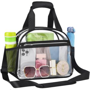 busiuw clear bag for stadium events 12×6×12 clear tote bag lunch bag with reinforced straps for stadium work travel and sporting events