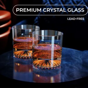 GLORAMA Old Fashioned Whiskey Glasses - Set of 4, 10oz Lead-Free Premium Crystal, Heavy Base Glass for Scotch, Bourbon, Whisky, Cocktails. Elegant Drinkware for Men’s Gifts & Home Bar Essentials