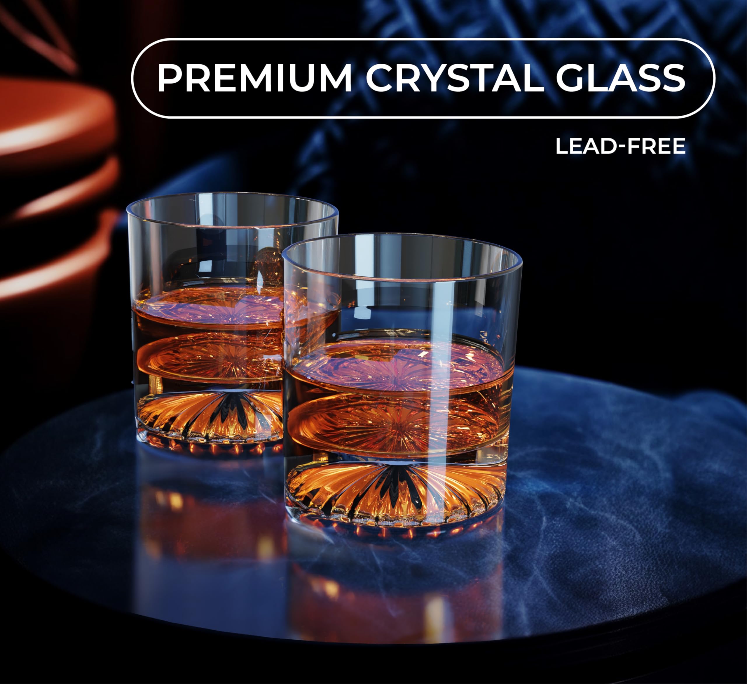 GLORAMA Old Fashioned Whiskey Glasses - Set of 4, 10oz Lead-Free Premium Crystal, Heavy Base Glass for Scotch, Bourbon, Whisky, Cocktails. Elegant Drinkware for Men’s Gifts & Home Bar Essentials