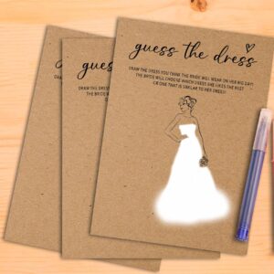 HEZNZXQ Rustic Kraft Wedding Games, Guess The Dress Minimalist Bridal Shower Games, Engagement/Bachelorette Party Decorations, 5" x 7" Double-Sided Games Cards(25 Pack)-A12