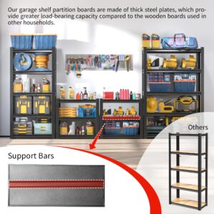 DARTIIA 72" H Garage Shelving 2500LBS Heavy Duty Storage Shelves Adjustable 5 Tier Metal Shelves for Storage Garage Industrial Shelving Utility Racks,16" D*36" W*72" H,Black