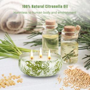 3 x 12oz Citronella Candle Outdoor 3 Wick Soy Wax Citronella Candle Set Jar Candle Up to 240hrs Burning Outdoor Candles Home Garden Yard Balcony Summer Camping