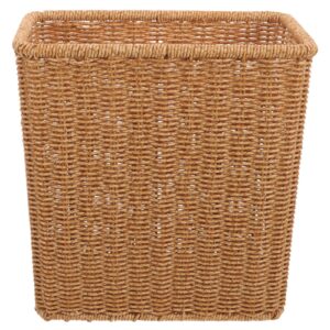 pretyzoom woven trash can rattan waste basket slim rectangular wicker garbage waste bin vintage trash container for bedroom bathroom office kitchen