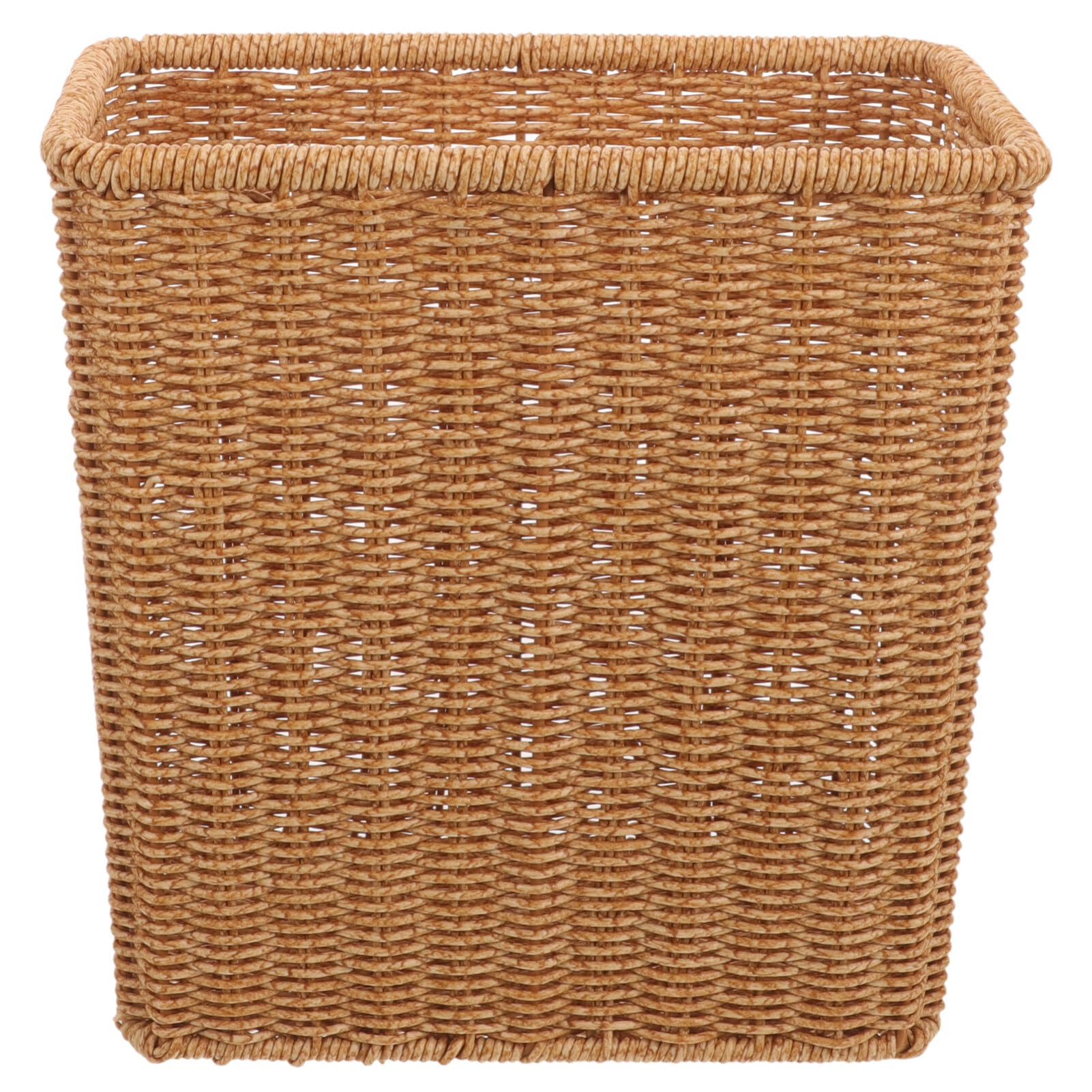 PRETYZOOM Woven Trash Can Rattan Waste Basket Slim Rectangular Wicker Garbage Waste Bin Vintage Trash Container for Bedroom Bathroom Office Kitchen