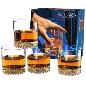 glorama old fashioned whiskey glasses - set of 4, 10oz lead-free premium crystal, heavy base glass for scotch, bourbon, whisky, cocktails. elegant drinkware for men’s gifts & home bar essentials