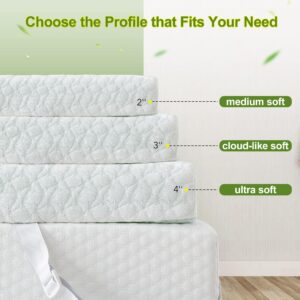 IDEALHOUSE 2024 New Mattress Topper Full, 2 Inch Memory Foam Mattress Topper, Mattress Pad with Zippered Bamboo Cover, CertiPUR-US Certified (Full, 2 Inch)