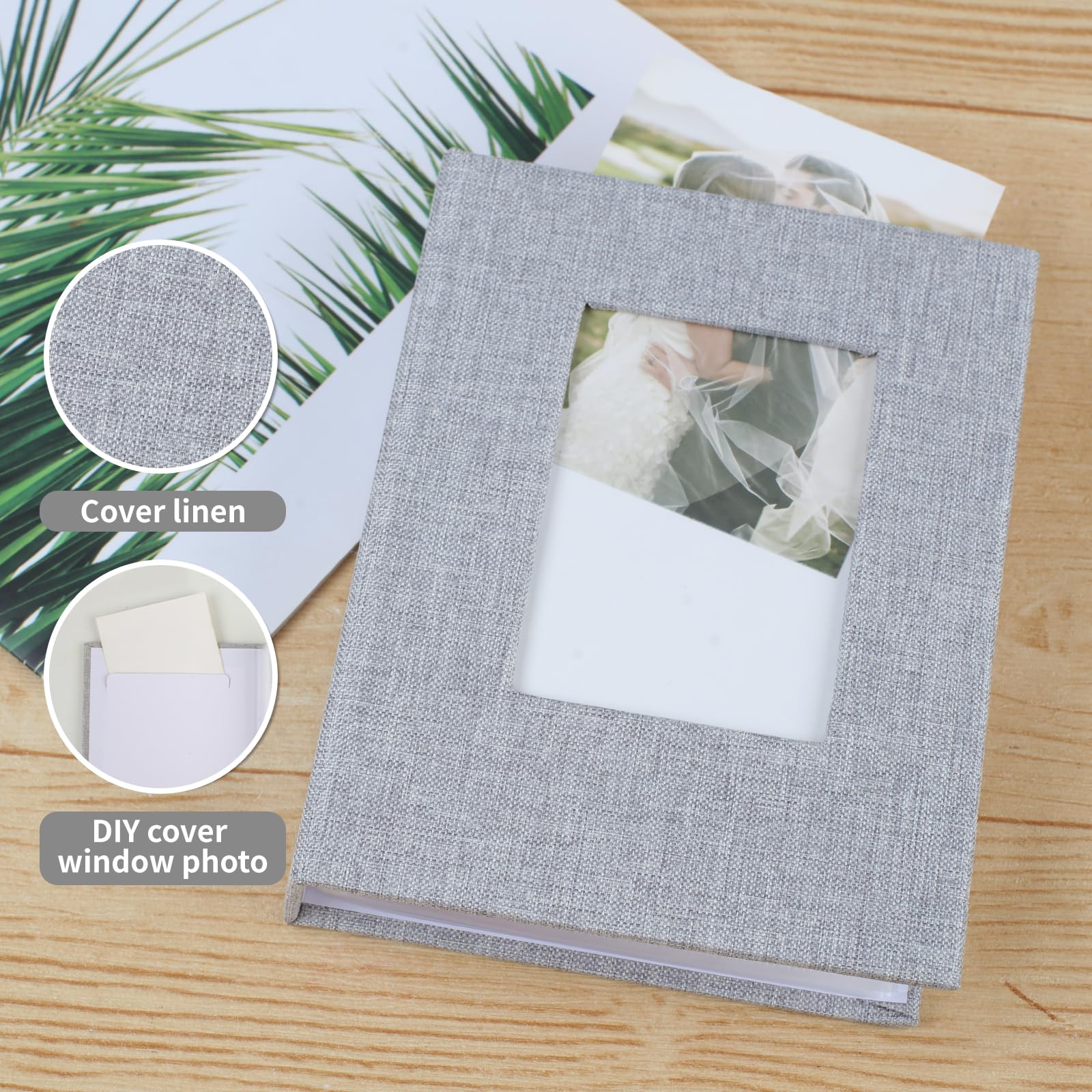 vivinin 2 Pack Photo Album 4x6, Linen Cover Photo Album, Small Photo Album Book for 36 Pockets Hold 72 Pictures, Picture Book for Photos Family Anniversaries Baby Vacations（gray)