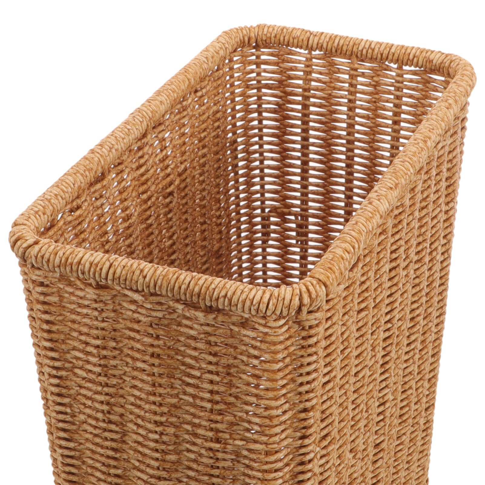 PRETYZOOM Woven Trash Can Rattan Waste Basket Slim Rectangular Wicker Garbage Waste Bin Vintage Trash Container for Bedroom Bathroom Office Kitchen