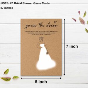 HEZNZXQ Rustic Kraft Wedding Games, Guess The Dress Minimalist Bridal Shower Games, Engagement/Bachelorette Party Decorations, 5" x 7" Double-Sided Games Cards(25 Pack)-A12