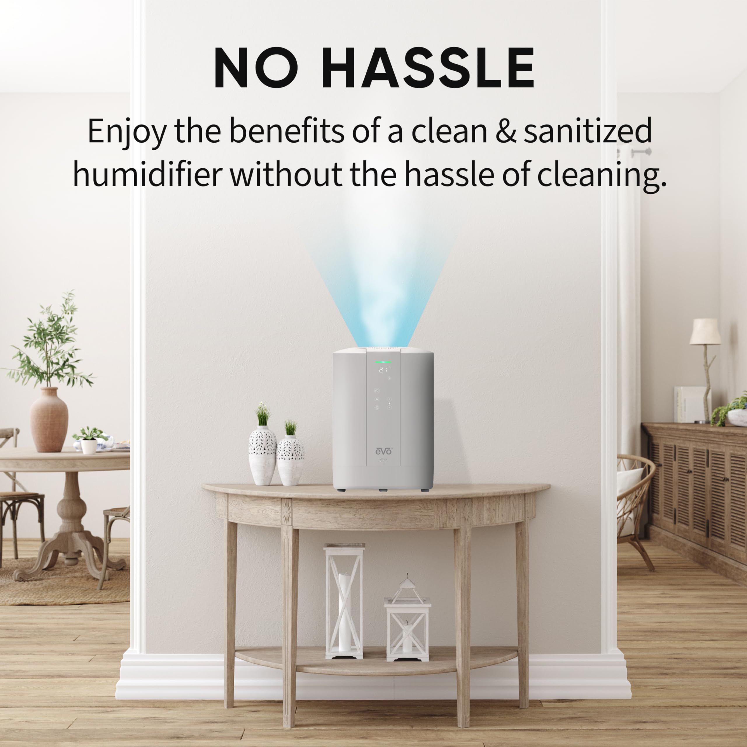 EVO WMH440 Self Sanitizing Pure Mist Humidifier (6L Capacity) – 28 Hour Continuous Run Time, Dishwasher Safe Base, Empty Tank Auto Shut-Off