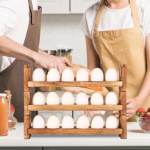 CVHOMEDECO. Wooden Egg Holder Fresh Egg Holders Countertop Firewood Egg Collecting Rack for Gathering Fresh eggs, Stackable with 36 eggs, Home Kitchen Organizer, Set of 3 PCS