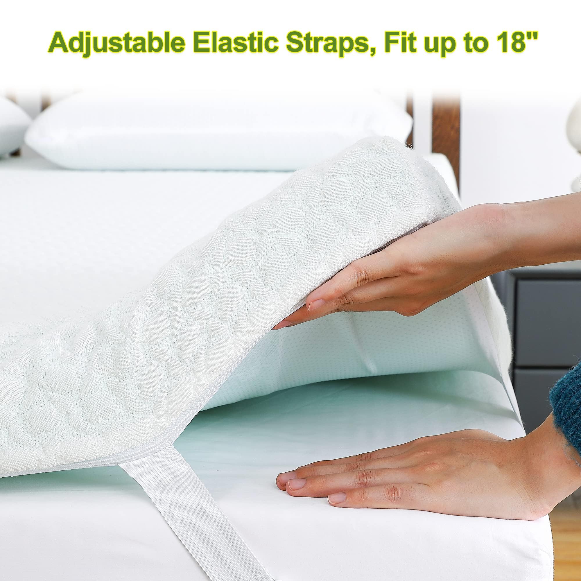 IDEALHOUSE 2024 New Mattress Topper Full, 2 Inch Memory Foam Mattress Topper, Mattress Pad with Zippered Bamboo Cover, CertiPUR-US Certified (Full, 2 Inch)