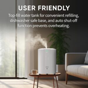 EVO WMH440 Self Sanitizing Pure Mist Humidifier (6L Capacity) – 28 Hour Continuous Run Time, Dishwasher Safe Base, Empty Tank Auto Shut-Off