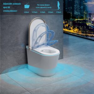 BONSAM Smart Toilet with Auto Open/Close Lid, Modern Tankless Toilet with Bidet Built In, One Piece Toilet with Auto Deodorization, Foot Sensor Operation, Remote Control