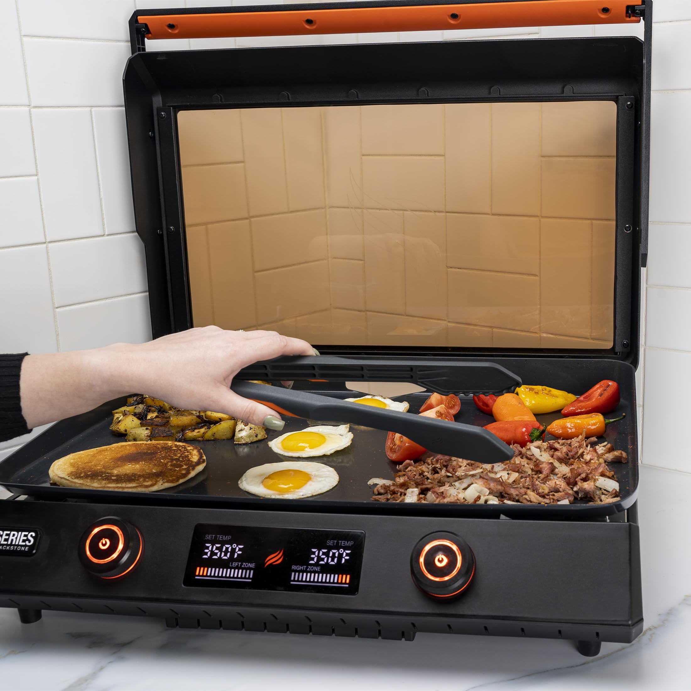 22 Inch Blackstone Electric Griddle Nonstick with Lid, 8001 E-Series Tabletop Large Griddle with Blackstone Griddle Accessories For Indoor and Outdoor Use and Blackstone Griddle Gloves Included