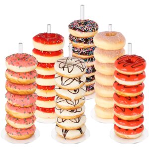 dooiclear donut stand 6 pack, acrylic bagel stand, clear doughnut holder, donut display stand for dessert table, bagel display tower for birthday, wedding, baby shower, christmas, party