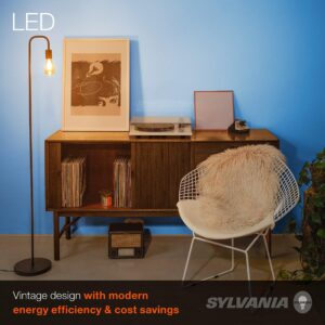 LEDVANCE (case of 8 Bulbs) Sylvania LED Vintage Filament ST19 Light Bulb, 60 watt Equivalent Using only 7 watts, Medium Base, 590 Lumens, Dimmable, 2175K, Amber Glow (40329)