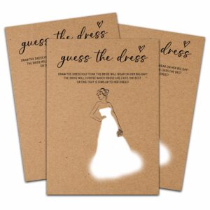 heznzxq rustic kraft wedding games, guess the dress minimalist bridal shower games, engagement/bachelorette party decorations, 5" x 7" double-sided games cards(25 pack)-a12