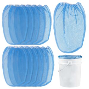 master elite 5 gallon paint & liquid strainer filter bag with pure blue fine nylon mesh, pack of 12 - used in 5 gallon buckets, disposable filtering bag, elastic top opening - hydroponics, gardening