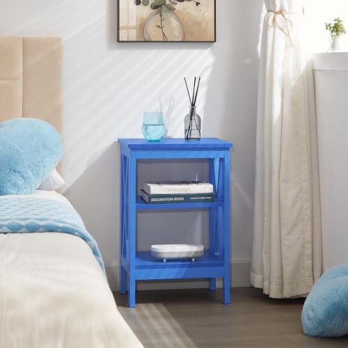 VECELO Nightstands Side/End Table with Storage Shelf Nightstands for Children's Room Living Room Bedroom, Dark Blue