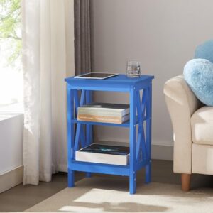 VECELO Nightstands Side/End Table with Storage Shelf Nightstands for Children's Room Living Room Bedroom, Dark Blue