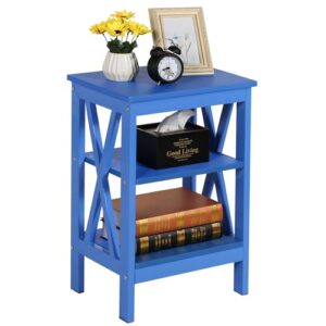 vecelo nightstands side/end table with storage shelf nightstands for children's room living room bedroom, dark blue